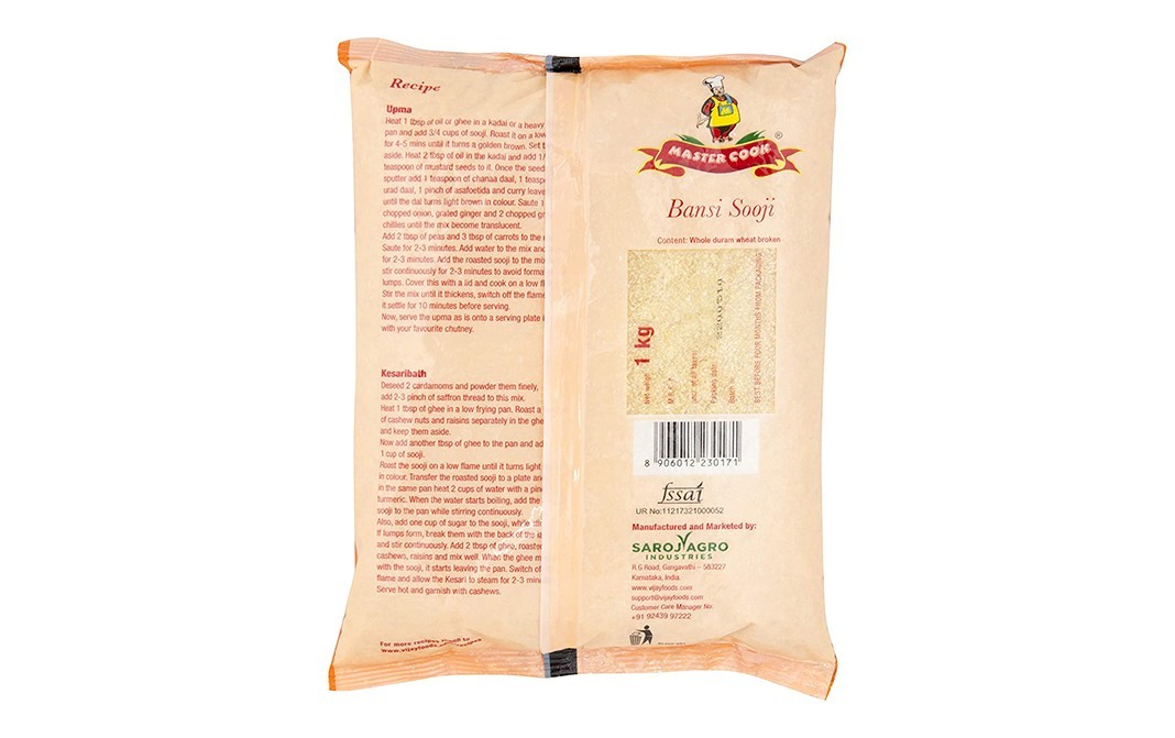 Master Cook Bansi Sooji Whole Wheat Sooji   Pack  1 kilogram